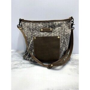 Myra Bag Sepia Splash Tote Shoulder Purse Handbag Crossbody Brown Leather Canvas